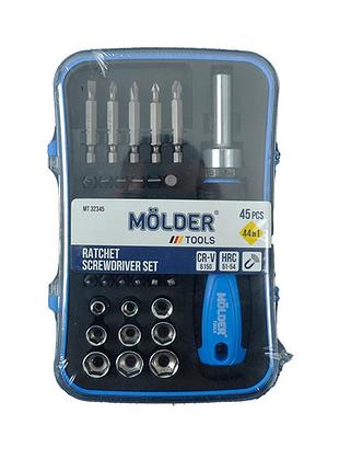 Викрутка реверсивна з комплектом насадок 45в1 "molder" (мт32345) пластиковий бокс
