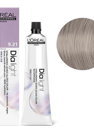 Гель-краска безаммиачная тонирующая l'oreal professionnel paris на кислотной основе dia light 9.21 очень светлый перламутровый блондин пепельный 60 мл