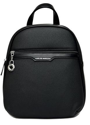 Прочный женский рюкзак искусственная кожа черный арт.hs382-1 black karlos marconi (китай)