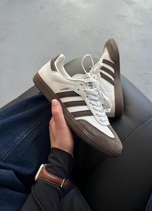 Кроссовки женские adidas samba white brown