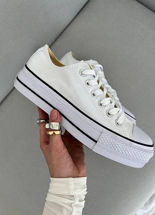 Жіночі білі кросівки converse all star low platform white х конверс 36