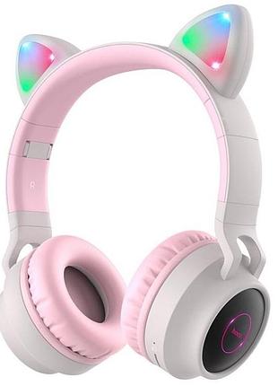 Bluetooth-гарнитура hoco w27 cat ear grey/pink (w27gp)