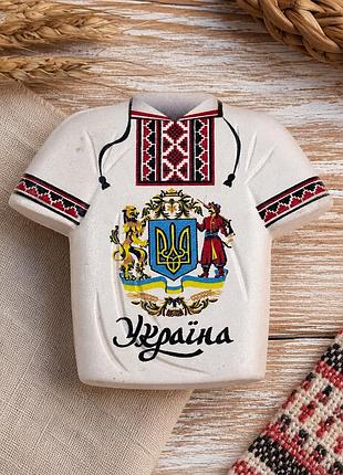 Магніт керамічний «українська вишиванка з гербом україни» 6×6,5 см – сувенір україна