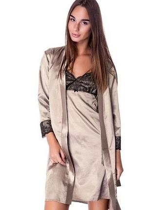 Женский шелковый халат рубашка f50010 fleri lingerie размер s
