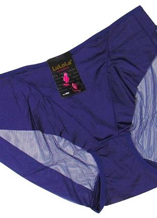 Бесшовные трусики слипы с сеточкой сзади l синие lulola 865