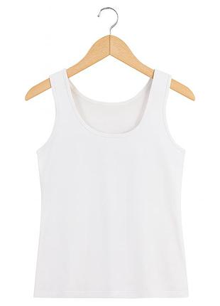 Жіноча майка на широких бретелях бавовна 2xl (eur44) біла berrak 18080