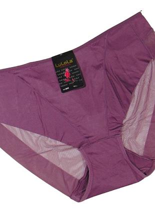 Бесшовные трусики слипы с сеточкой сзади 2xl сливовые lulola 865