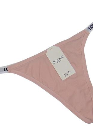 Стринги с резинками по боках l-xl пудровые dyana 6552