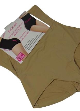 Высокие утягивающие трусы на силиконе 2xl бежевые biweier 0211