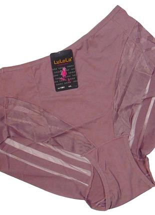 Бесшовные трусики слипы с сеточкой 2xl сливовые lulola 1081