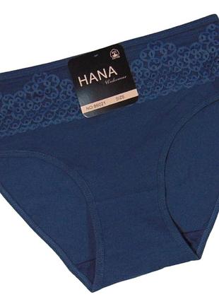 Хлопковые трусики с высокой посадкой 3xl синие hana 86021