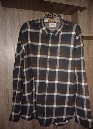 Рубашка camel active тёплая (100% хлопок) мужская в клетку 50 (xl)
