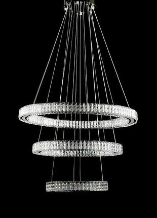 Современная светодиодная хрустальная люстра l8045/400+600+800/3 led (ch+clear)