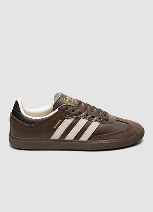 💕 женские кроссовки adidas samba og dark brown beige gum