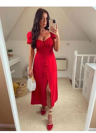 Zara, плаття, сукня, міді, червоне