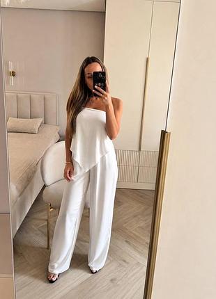 Атласний костюм двійка з штанами новий zara
