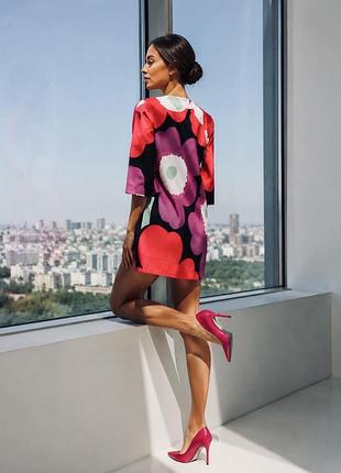 Marimekko принт - unikko міні сукня туніка великі квіти розмір 40 l