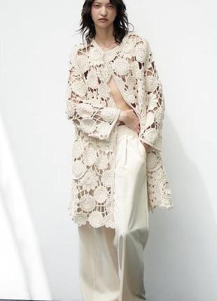 Zara, розкішне мереживне пальто-кардиган