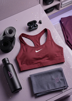 Спортивный топ nike swoosh оригинал бордовый винный / фитнес брайк dri-fit для занятий спортом бега йоги тренировок в зале состояние нового