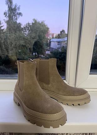 Чоловічі черевики zara, замша, коричневі, розмір 44