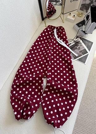 Женские брюки в горох с лампасами oversize костюмка 42-50 бордо, 42/46