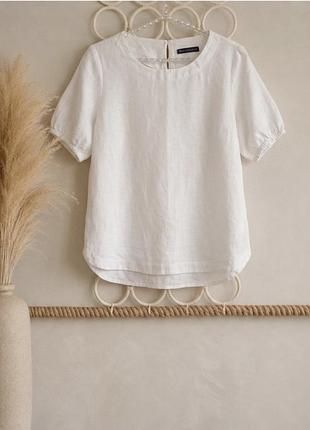 Біла легка літня блузка бавовна льон m&s m s