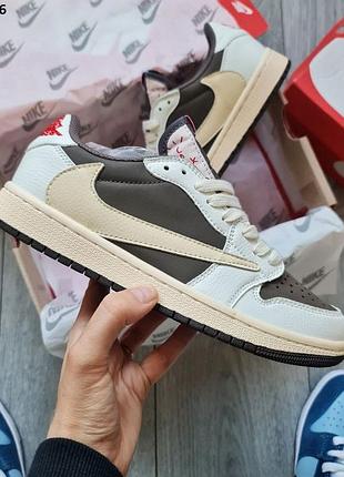 Стильные кроссовки air jordan 1 retro low og sp'travis scott mocha