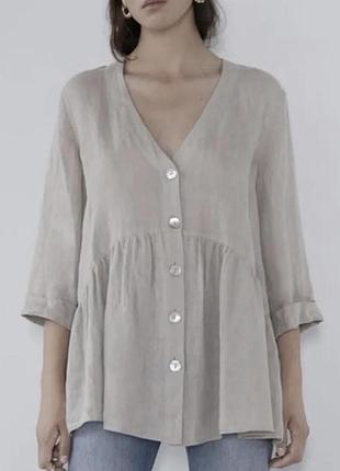 Рубашка лен zara m-l