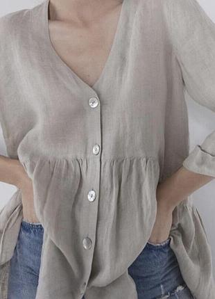 Рубашка лен zara m-l