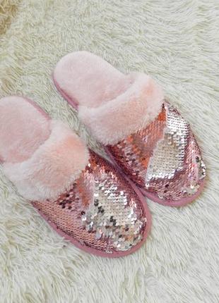 ⛔ ✅тапочки хутро паєтки паєтки