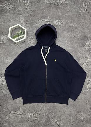 Зіп худі ralph lauren оригінал синє кофта на блискавці ральф лорен товстовка куртка