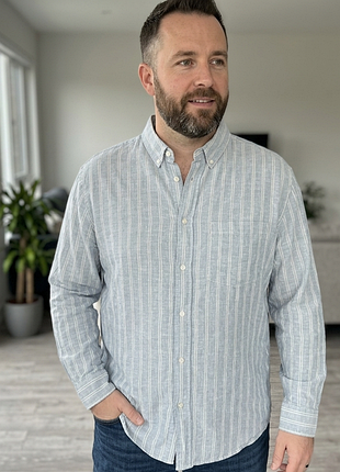 Сорочка\рубашка zara striped linen shirt