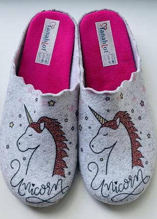 Капці кімнатні повстяні на дівчинку unicorn