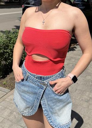 Боді-топ bershka червоний 🍒