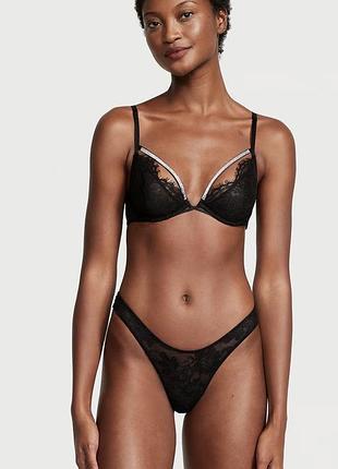 Бюстгальтер зі стразами victoria's secret very sexy shine strappy unlined lace low-cut demi bra