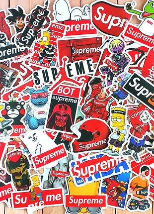 Набір вінілових наліпок supreme, стікери supreme, наклейки супрім, 50 шт