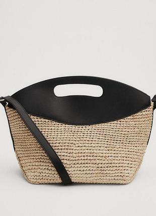 Сумка із рафіі натур шкіра massimo dutti