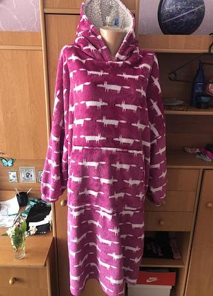 Меховушка, плюшева туника, худи, 2-5xl. довга, next. слип, пижама