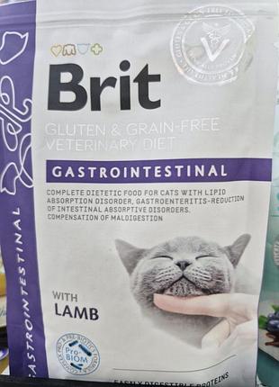 Вологий корм brit gf vd gastrointestinal для котів, з проблемами травлення, з ягням, 85 г гастроінтестінал бріт кеа для котів гастро паучі