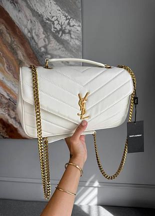 Женская сумка премиум loulou big size leather white with gold
