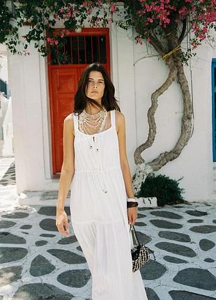 Белое платье сарафан с панелями zara - xs, s, m