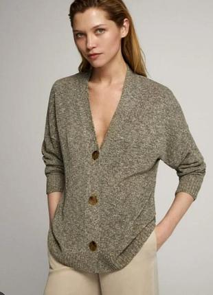 Меланжевый кардиган massimo dutti в идеале / оверсайз кофта на пуговицах