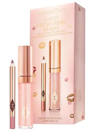Набір charlotte tilbury mini glossy pink lip gloss + lip liner set fresh pink