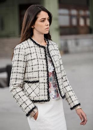 Вовняний твідовий жакет, піджак, блейзер в клітинку, вовна zara