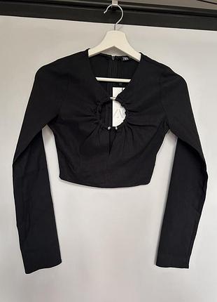Блуза топ zara в складі льон