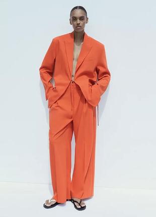 Оверсайз піджак на запах zara червоний/кораловий розмір m-l