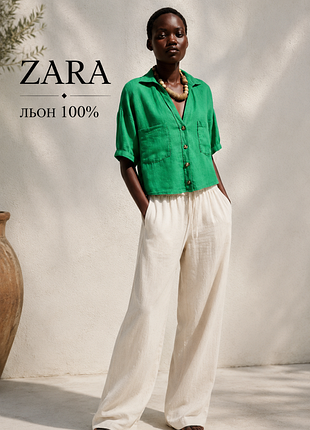 Легкая блуза из льна 100% zara р.xs/s