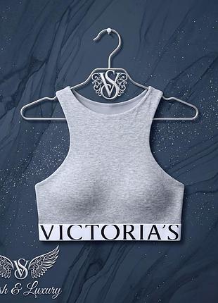 Бавовняний бралет-топ victoria's secret із логотипом (оригінал)