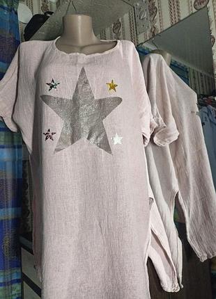 Туника женская, ткань лен, коттон, размер l,xl. индия.