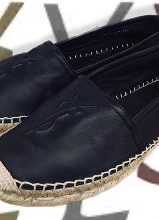 Еспадрильї saint laurent ysl сліпони балетки великий логотип шкіряні